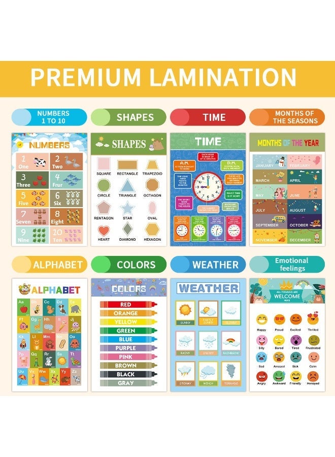 Early Education Wall Posters for Kids，12sheets, Educational Charts – Alphabet, Numbers, Shapes, Animals & Colors – Montessori Inspired Classroom & Home Learning Décor - Image 5